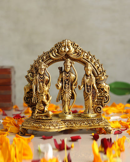 Traditional Brass Ram Darbar Idol for Spiritual Decor and Home Temple