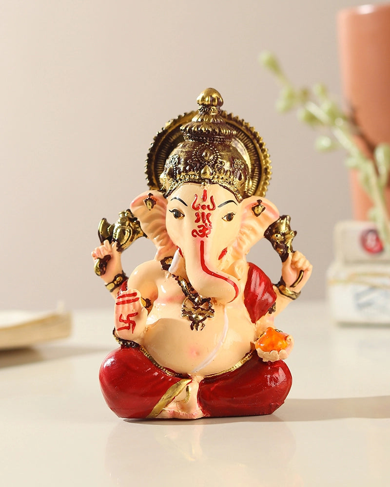 Polyresin Lord Ganesha Murti Multicolor Figurine Showpiece for Home Temple