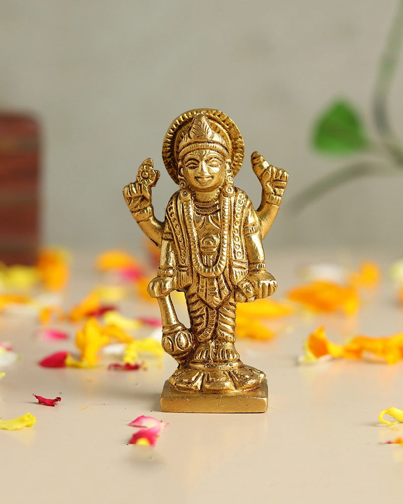 Brass Lord Vishnu Ji Brass Figurine for Pooja Items, Spiritual Home Decoration