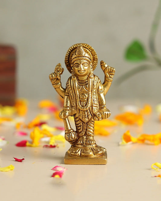Brass Lord Vishnu Ji Brass Figurine for Pooja Items, Spiritual Home Decoration
