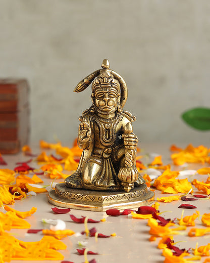 Traditional Hanuman Brass Statue for Daily Worship and Home Temple