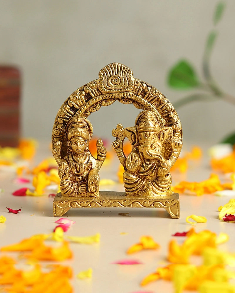 Brass Laxmi Ganesh Idol for Diwali Pooja, Home Decoration & Festive Gifting