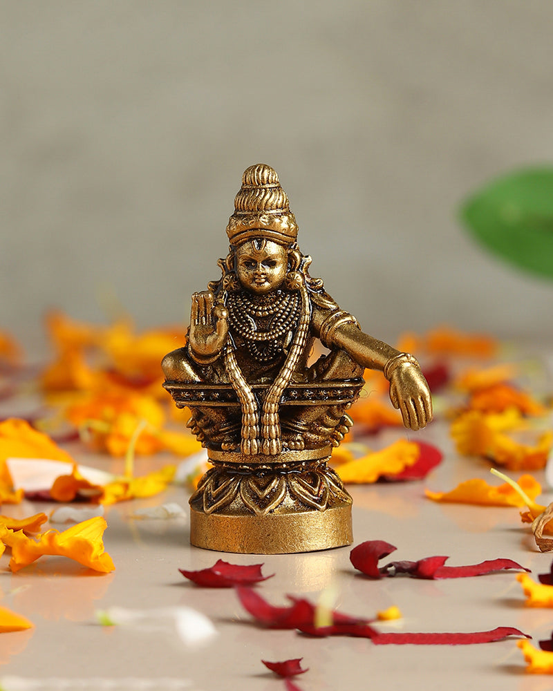 Auspicious Ayyappa Swamy Brass Idol for Pooja Needs and Spiritual Corners