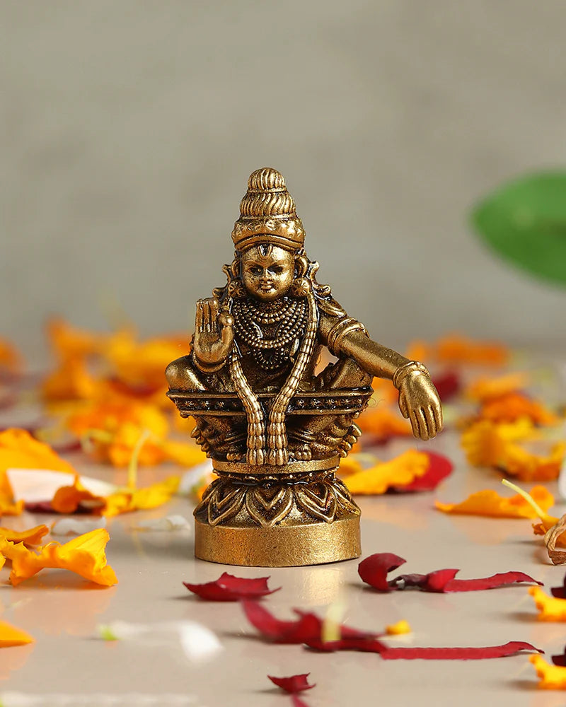 Auspicious Ayyappa Swamy Brass Idol for Pooja Needs and Spiritual Corners
