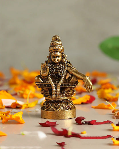 Auspicious Ayyappa Swamy Brass Idol for Pooja Needs and Spiritual Corners