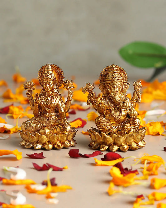 Pure Brass Laxmi Ganesh Idol Set Religious God Idol for Home Decor