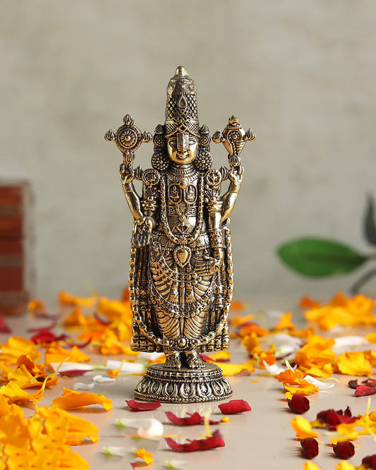 Brass Balaji Standing Idol Figurine for Puja Needs and Home Decor