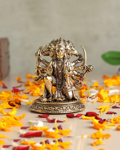 Panchmukhi Hanuman Brass Idol Figurine for Devotion and Daily Worship