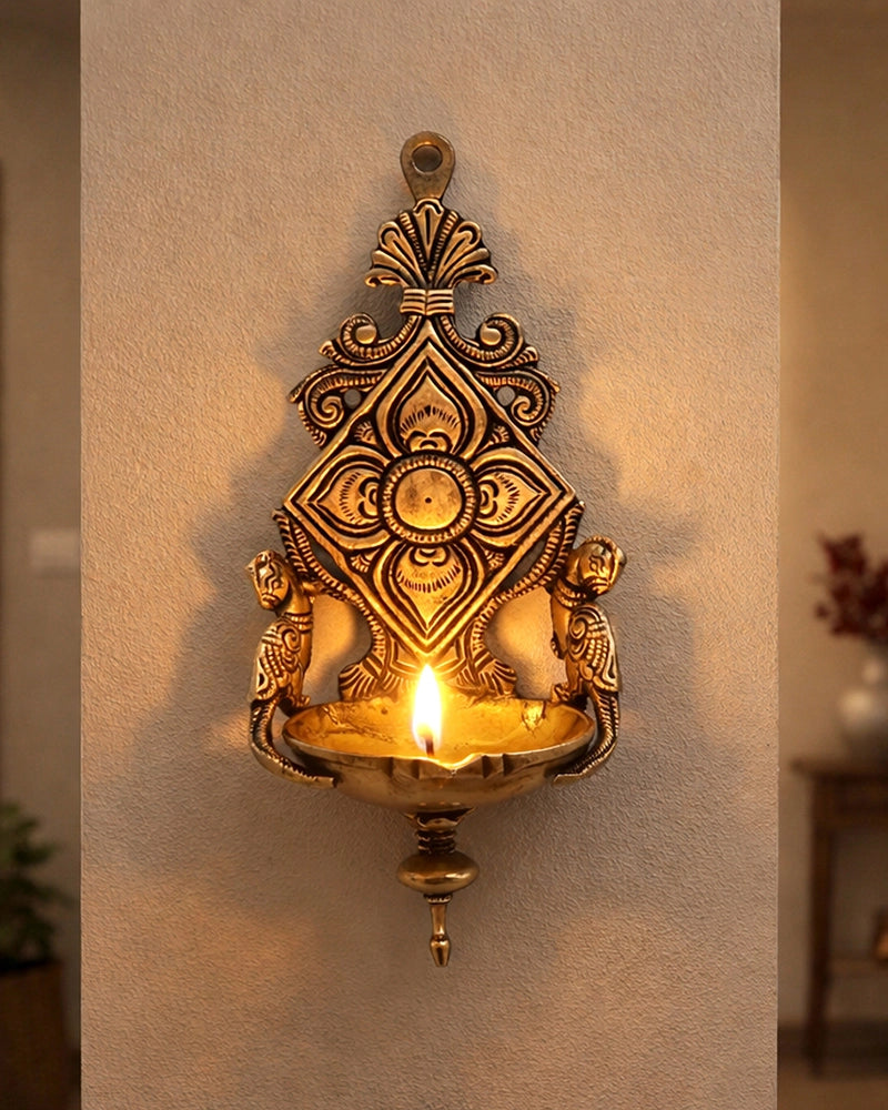 Decorative Brass Hanging Diya for Aarti, Pooja Items, and Home Decor