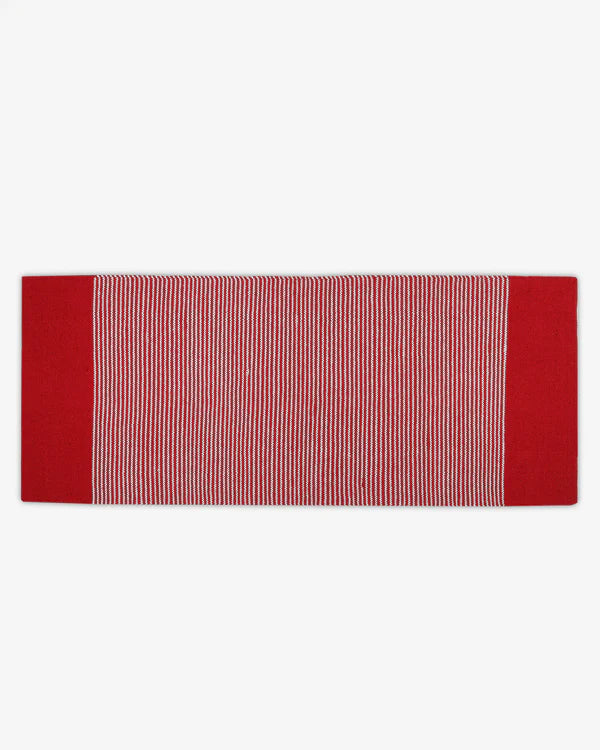 Natural Red Handloom Cotton Bedside Runner For Bedroom And Living Area