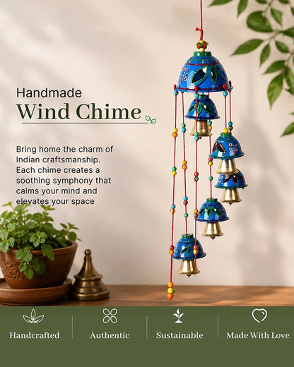 Ethnic Rajasthani Wind Chime with Hand Painted Bells for Home Décor