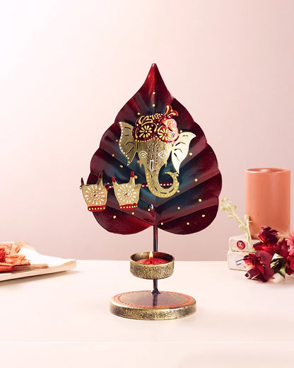 Handcrafted Ganesha Metal Candle Holder Decorative Gift Showpiece