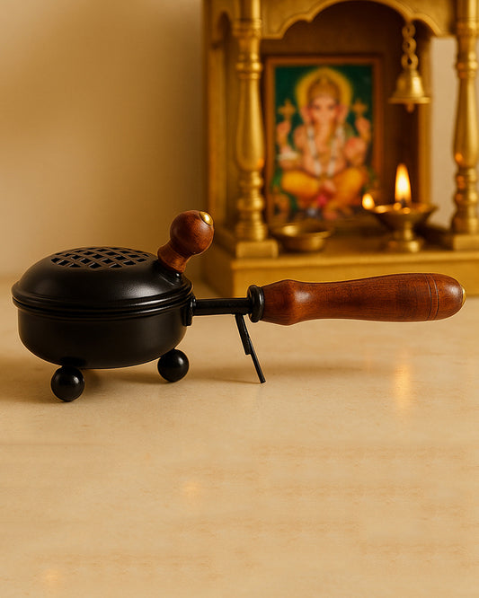 Decorative Metal Dhoop Dani Burner for Home Temple Aarti and Aromatherapy