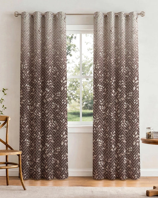 Premium Polycotton Eyelet Door Curtain (Brown, 7 ft)