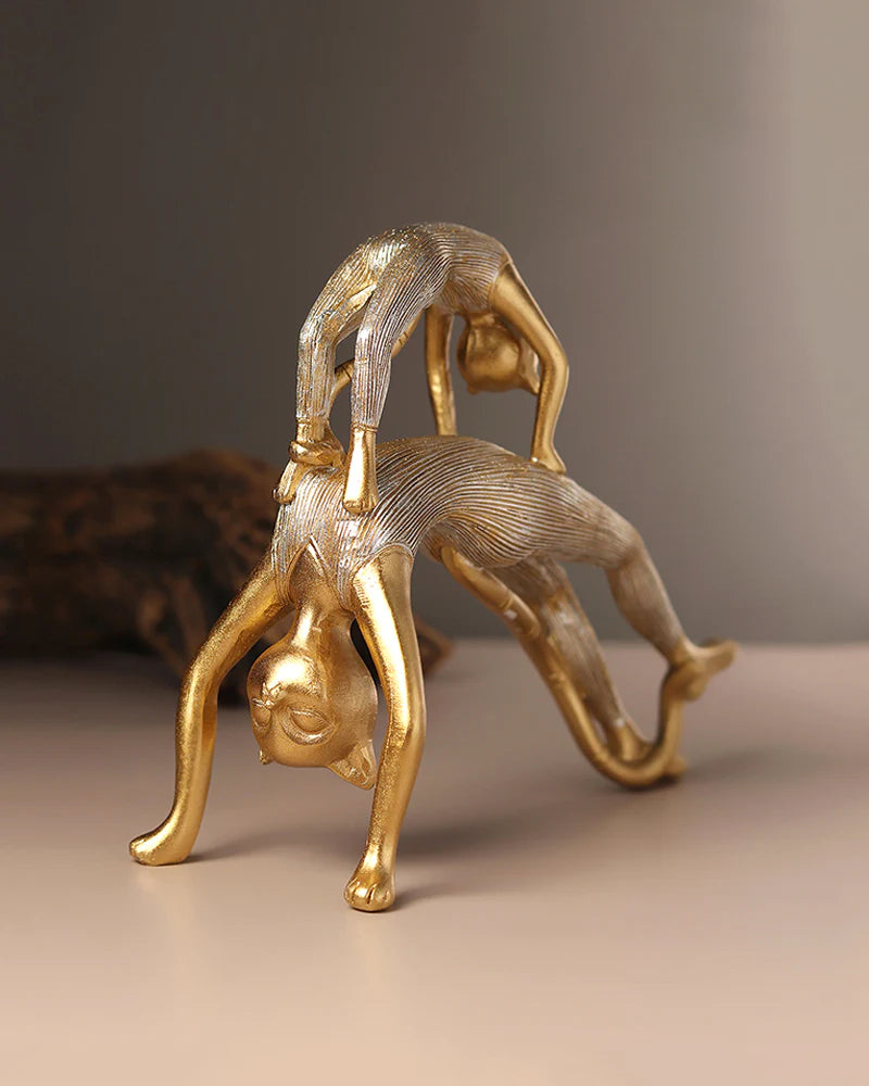Yoga Cat Polypropylene Figurine for Living Room and Office Decor