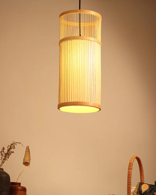 Boho Bamboo Hanging Lamp for Cafe and Home Interiors
