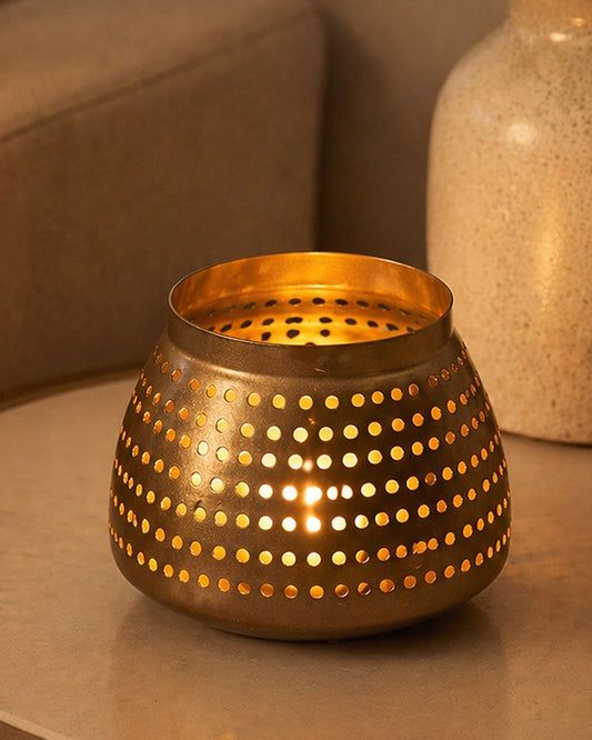 Gold Metal Tea Light Holder for Home Decoration