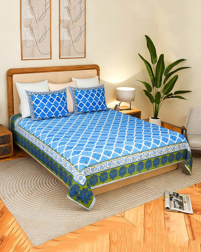 Cotton Bedsheet with 2 Pillow Covers, TC 200, King Size for Bedroom Decor