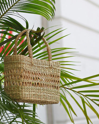 Handwoven Seagrass Shopping Basket - Small