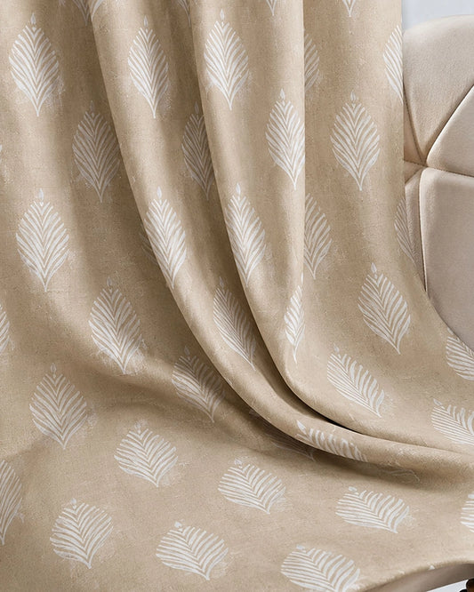 Contemporary Jacquard Eyelet Door Curtain (Beige, 7 ft)