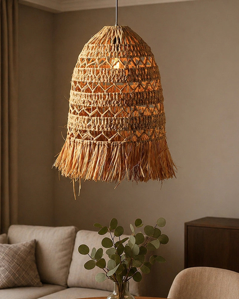 Raffia Cylinder Ceiling Lamp for Bedroom Hall & Living Room Decor