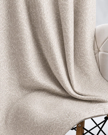 Designer Polyester Eyelet Door Curtain (Cream, 7 ft)