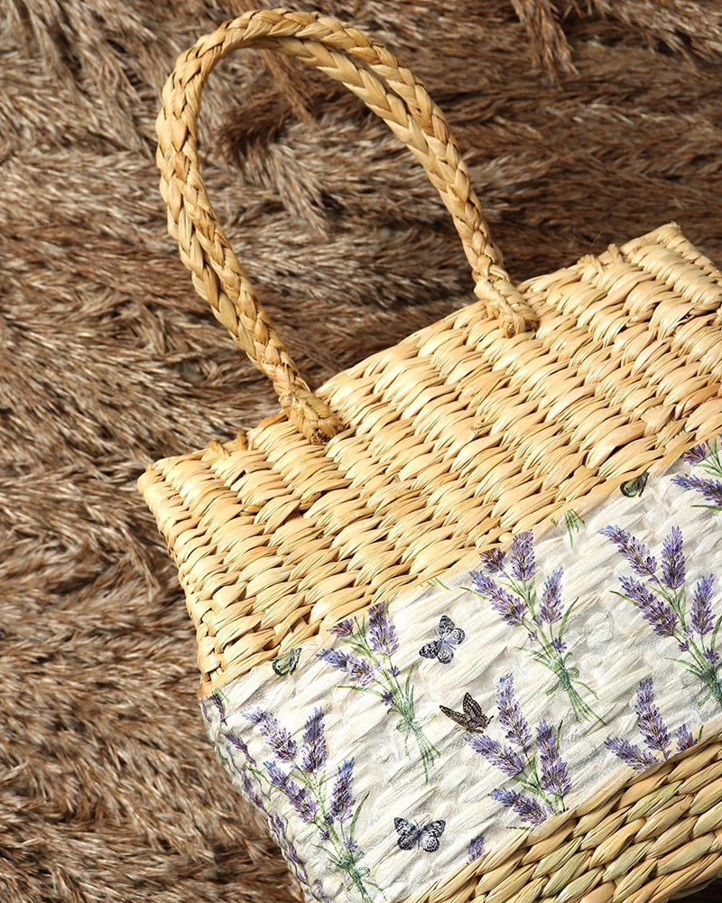 Seagrass Lunch & Picnic Basket Handmade for Beach, Park & Garden Use