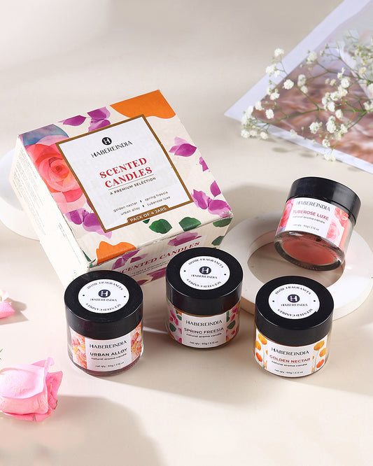 Set of 4 Scented Aroma Candles 60gm Each 8-10H Burn | Decorative Fragrance Candle Set