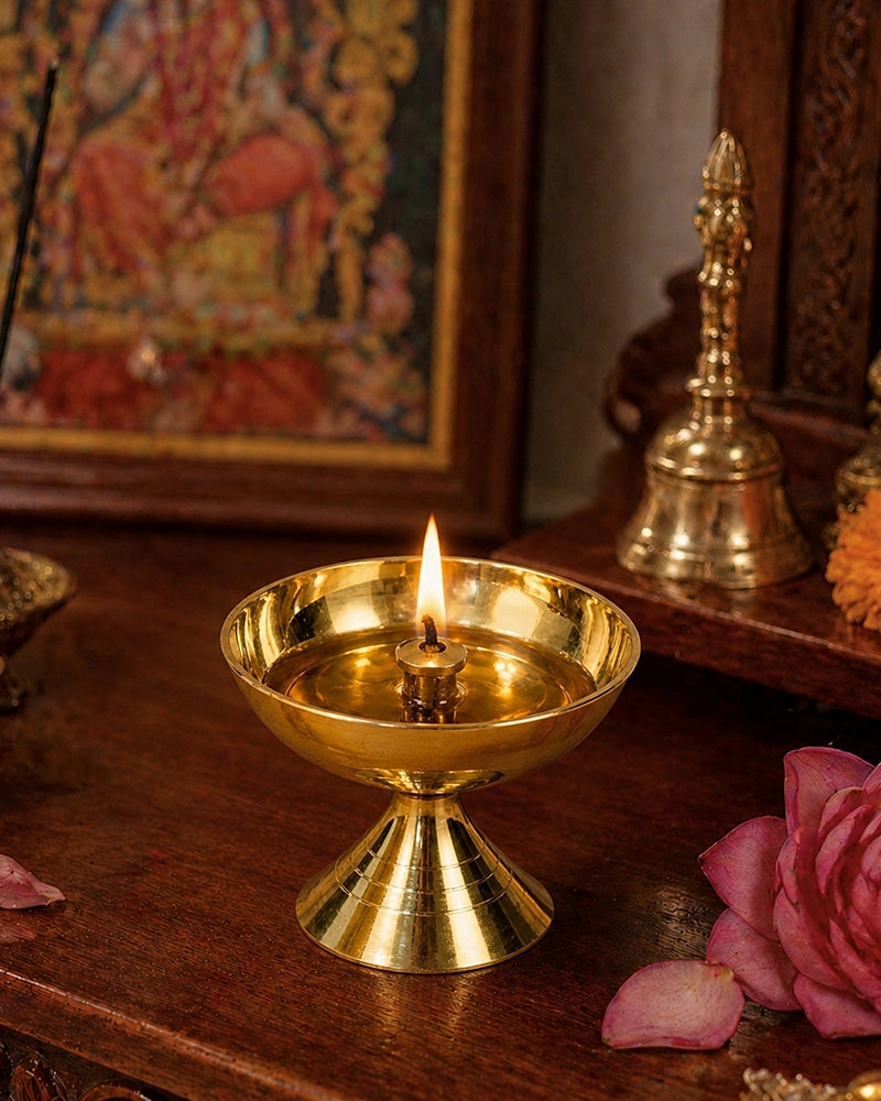 100 % Pure Brass Pooja Diya for Mandir