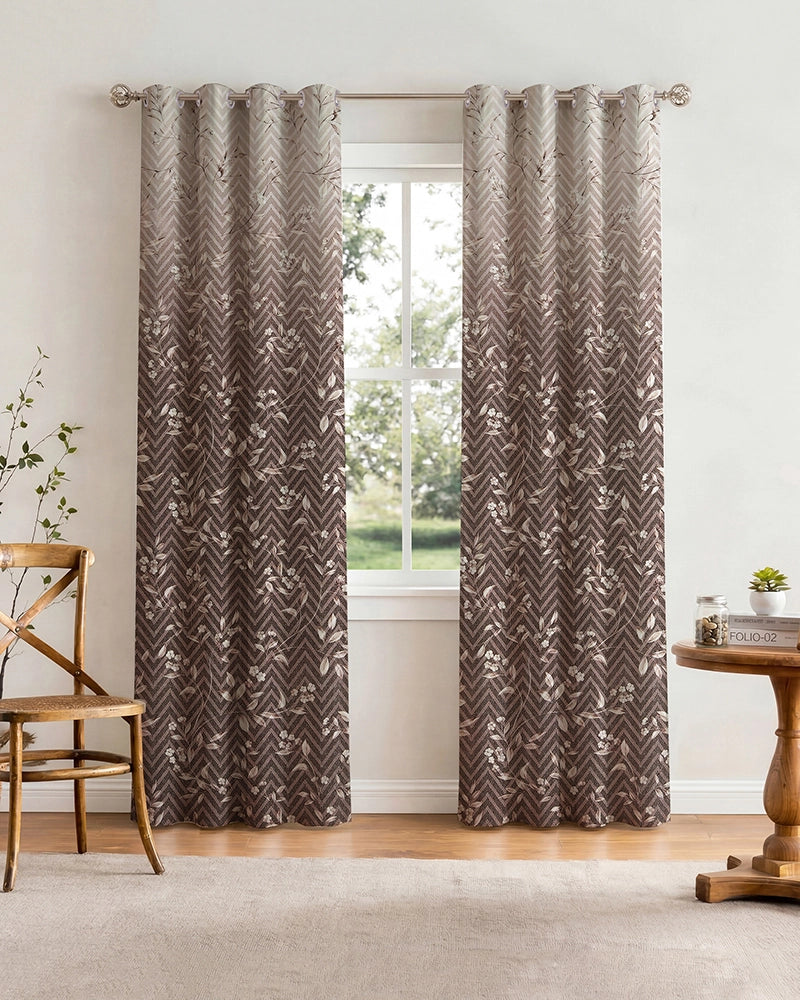 Premium Polycotton Eyelet Door Curtain (Brown, 7 ft)