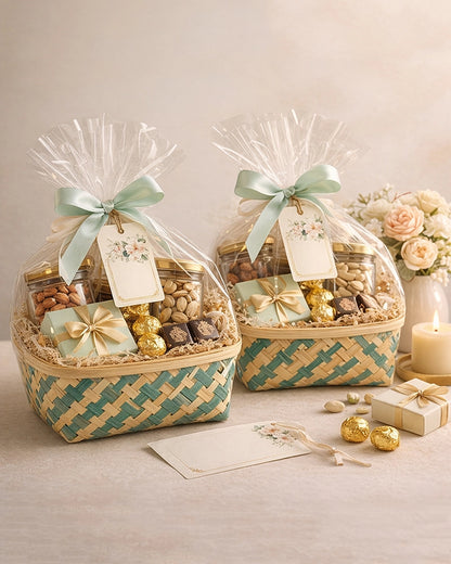 Bamboo Basket for Organizing Home, Kitchen, and Gift Hampers (Set of 2)