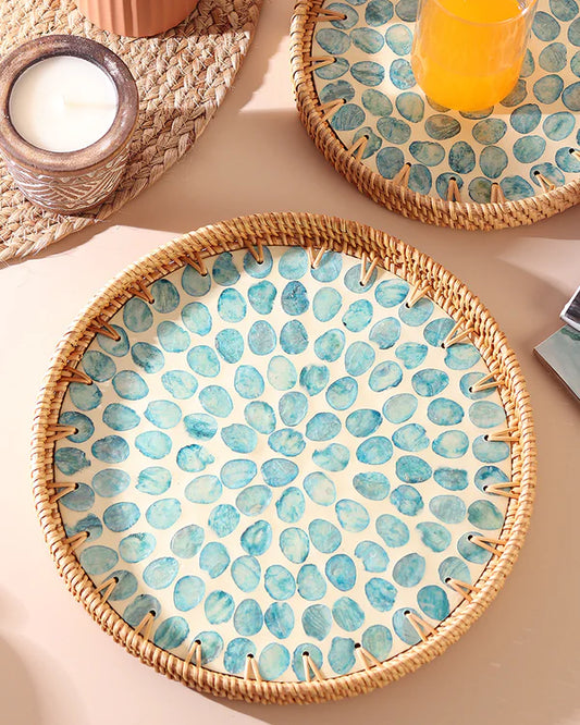 Rattan Decorative Serving Trays for Table and Home Use