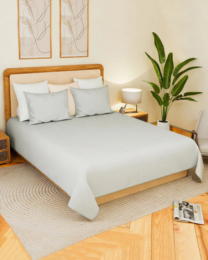 Grey King Size Cotton Bedsheet 300 Thread Count with 2 Pillow Covers