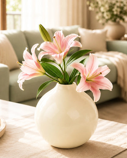 Decorative Metal Vase for Living Room Shelf Console and Table Centerpiece