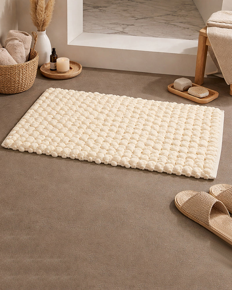 Cotton Bathroom Door Mat with Non Slip Backing and Soft Texture