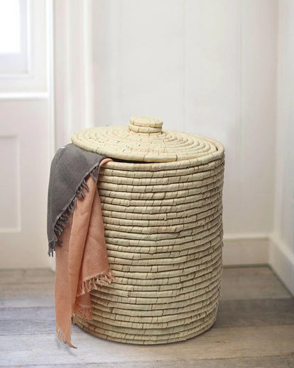 Natural Laundry Hamper with Lid for Bedroom, Bathroom, and Closet Organization