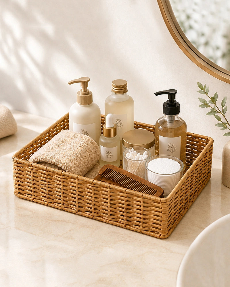 Cane Storage Basket for Home, Wardrobe & Bathroom Storage