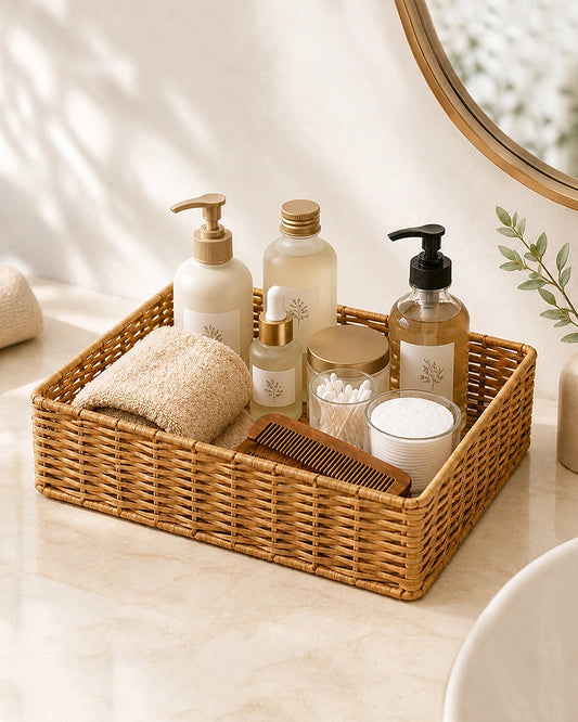 Cane Storage Basket for Home, Wardrobe & Bathroom Storage