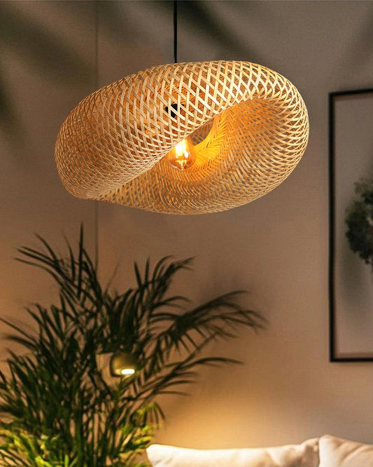 Rustic Bamboo Hanging Lamp for Home Decor and Hall