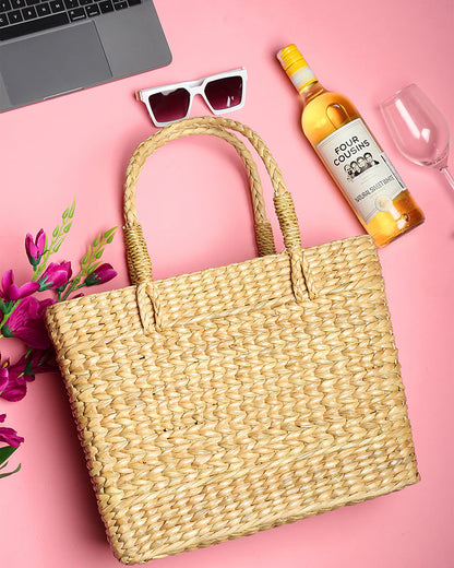 Handwoven Seagrass Shopping Basket & Tote Bag