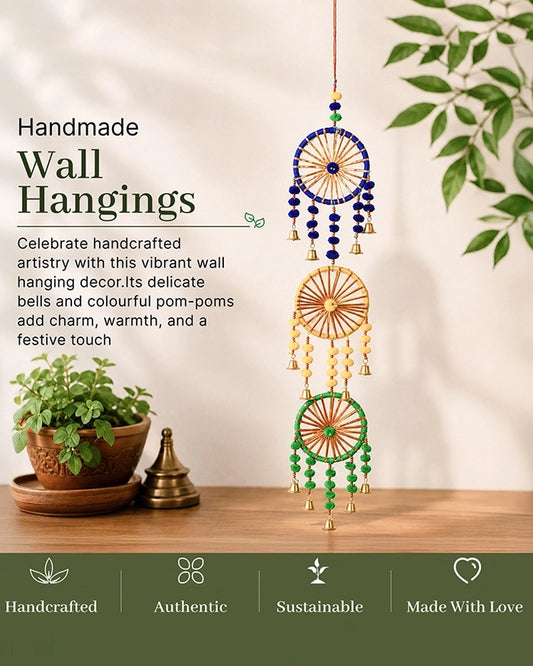 Handcrafted Dream Catcher Wall Hanging with Bells for Door and Festive Décor