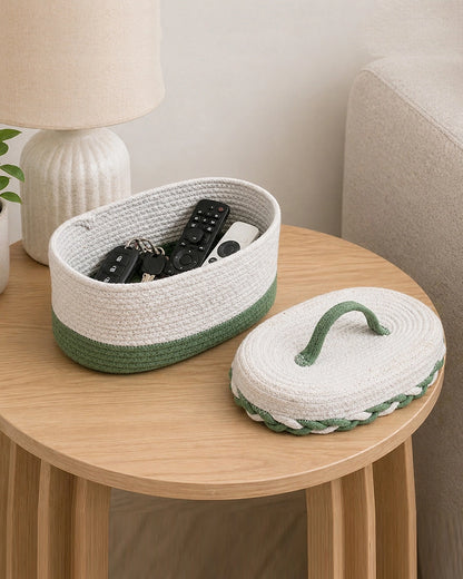 Boho Jute Storage Basket with Lid for Multipurpose Home Organization & Gifting
