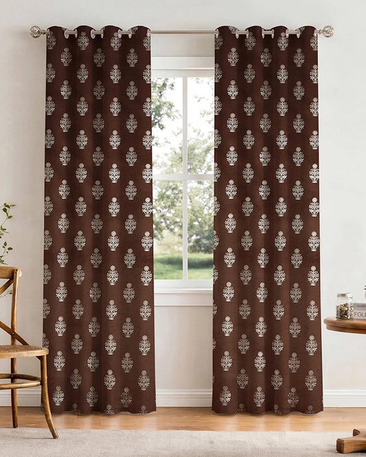 Decorative Velvet Door Curtain (Brown, 7 ft)