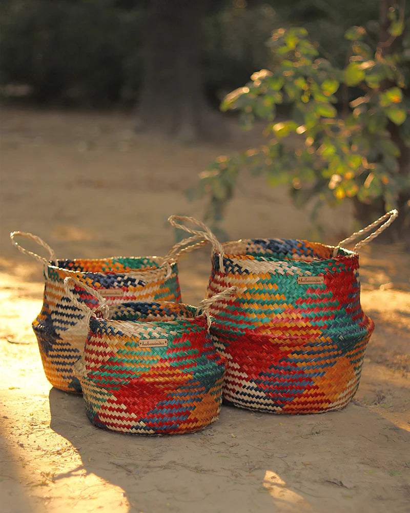 Set of 3 Belly Planter Basket for Indoor Greenery & Décor