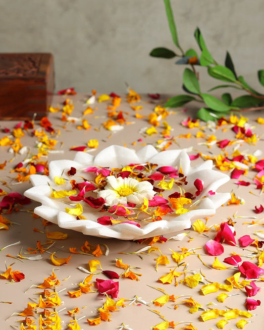 Premium Marble Urli Bowl for Home Decoration, Meditation, and Pooja Needs