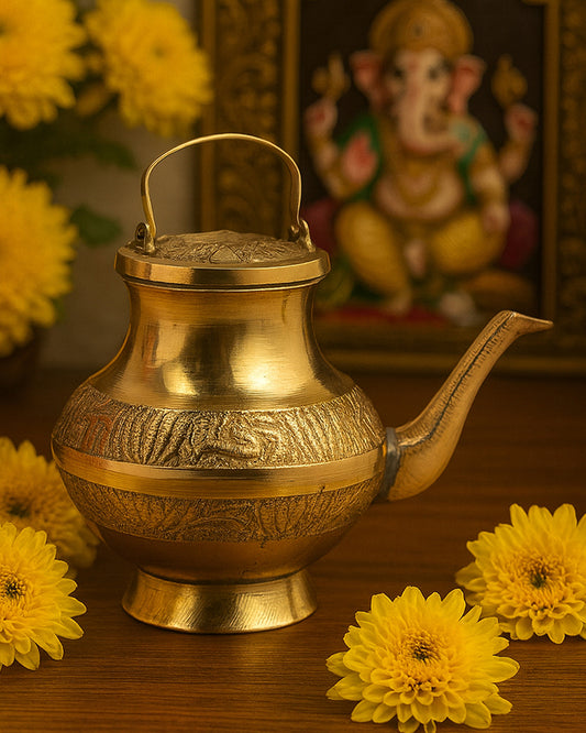 Traditional Brass Kalash for Pooja, Havan, and Religious Celebrations
