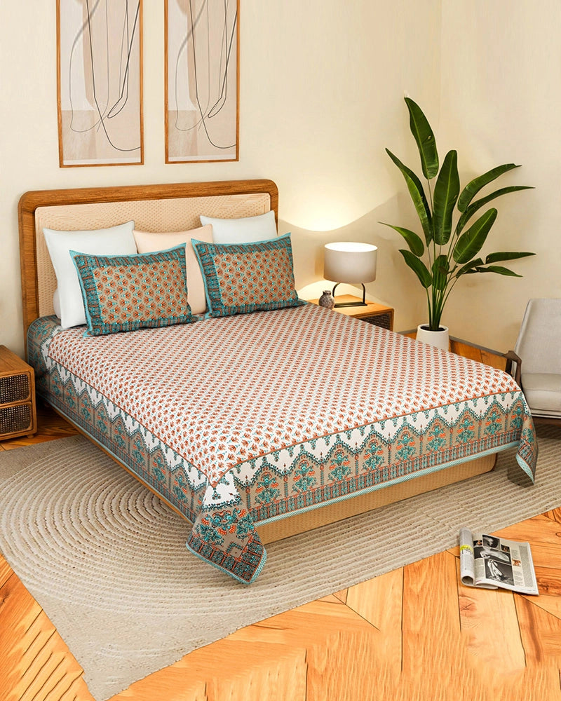Soft Cotton King Size Bedsheet with Pillow Covers, TC 200 for Master Bedroom & Guest Room