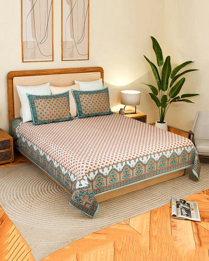 Soft Cotton King Size Bedsheet with Pillow Covers, TC 200 for Master Bedroom & Guest Room