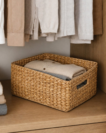 Multipurpose Seagrass Shelf Basket for Wardrobe Clothes and Home Storage