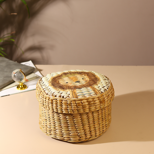 Storage Box with Lid | Round Gift Box | Seagrass Organiser Boxes